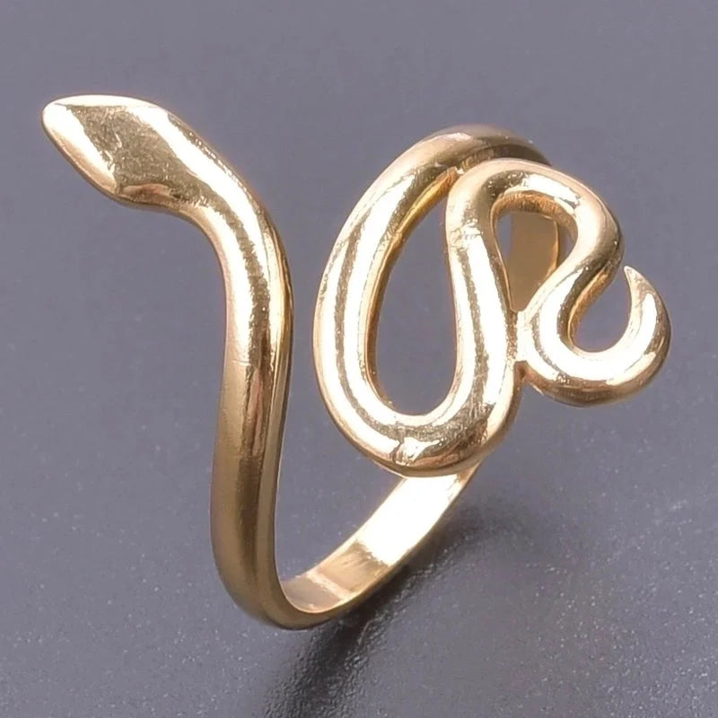 Lady Snake 304 Stainless Steel 18K Gold Plated Polishing Open Ring
