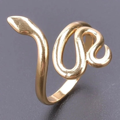 Lady Snake 304 Stainless Steel 18K Gold Plated Polishing Open Ring