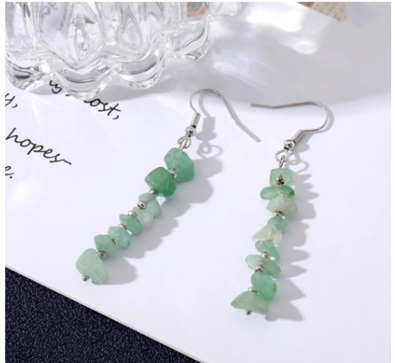 1 Pair Minimalist Star Water Droplets Tassel Chain Natural Stone Drop Earrings