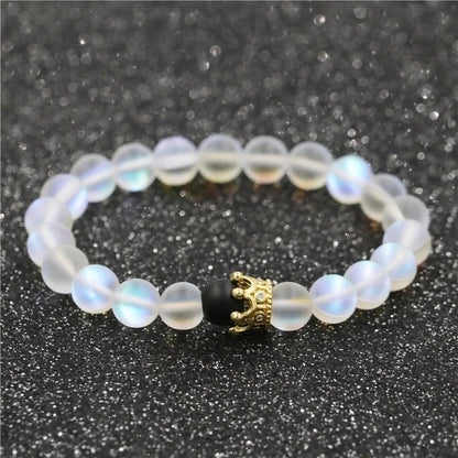 1 Piece Fashion Crown Moonstone Beaded Unisex Bracelets
