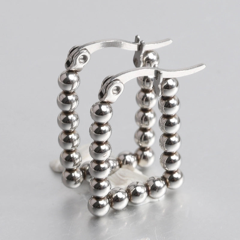 1 Pair Minimalist Geometric Solid Color Plating Stainless Steel Hoop Earrings