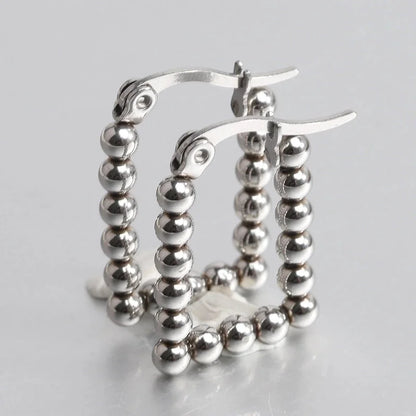 1 Pair Minimalist Geometric Solid Color Plating Stainless Steel Hoop Earrings