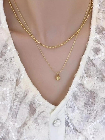 Glam Lady Solid Color 304 Stainless Steel Layered Necklaces