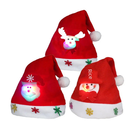 Creative Christmas Decorations Luminous Christmas Brushed Cloth Children's Hat Christmas Gift Cartoon Christmas Hat