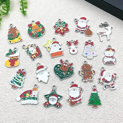 1 Piece 20 PCS/Package 17x14mm 23x18mm 23x23mm Alloy Christmas Tree Santa Claus Gingerbread Pendant Jewelry Accessories