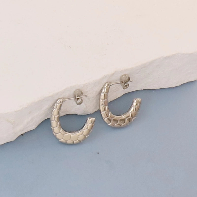 1 Pair Minimalist Round Square Heart Shape 304 Stainless Steel Earrings