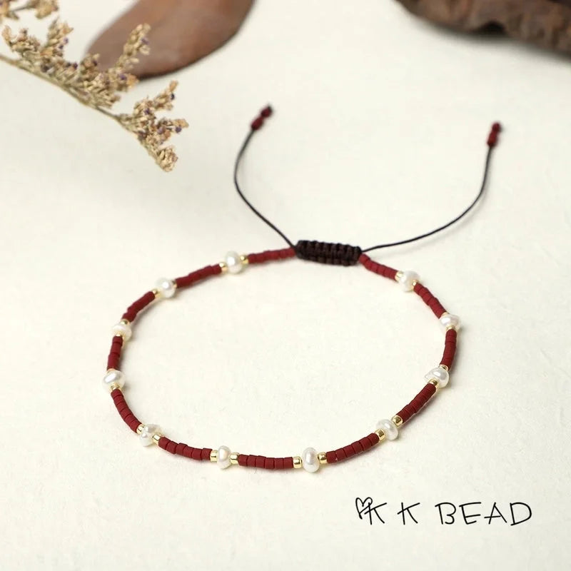 1 Piece Minimalist Color Block Freshwater Pearl Glass Beaded Bracelets