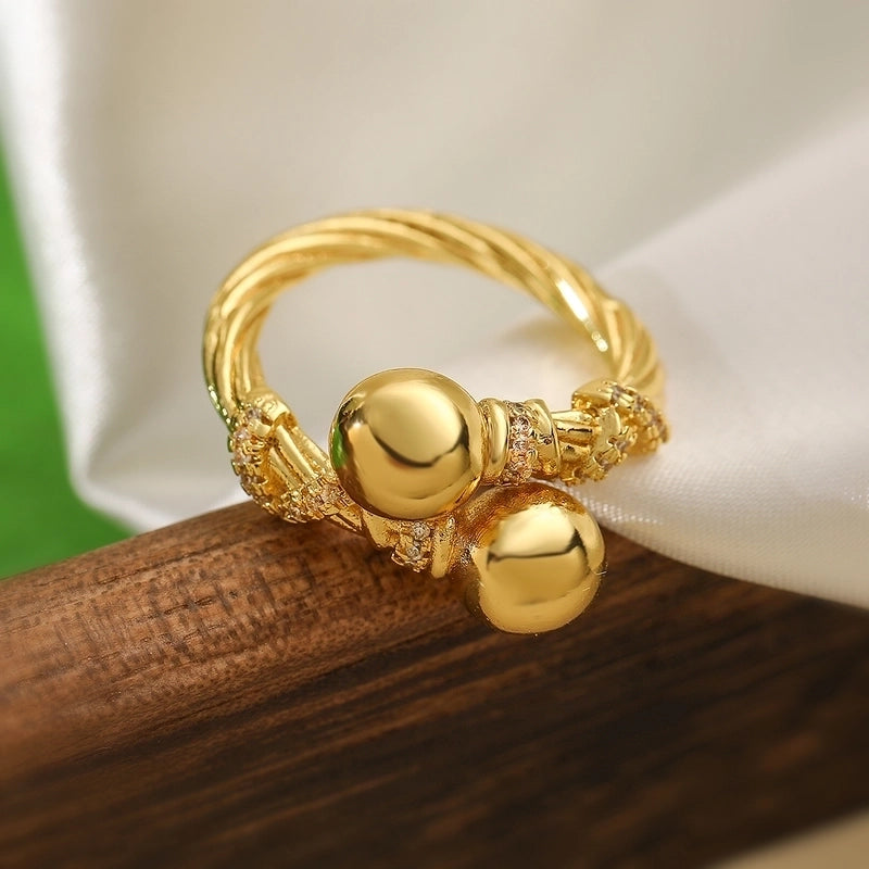 Copper Geometric Solid Color Open Rings