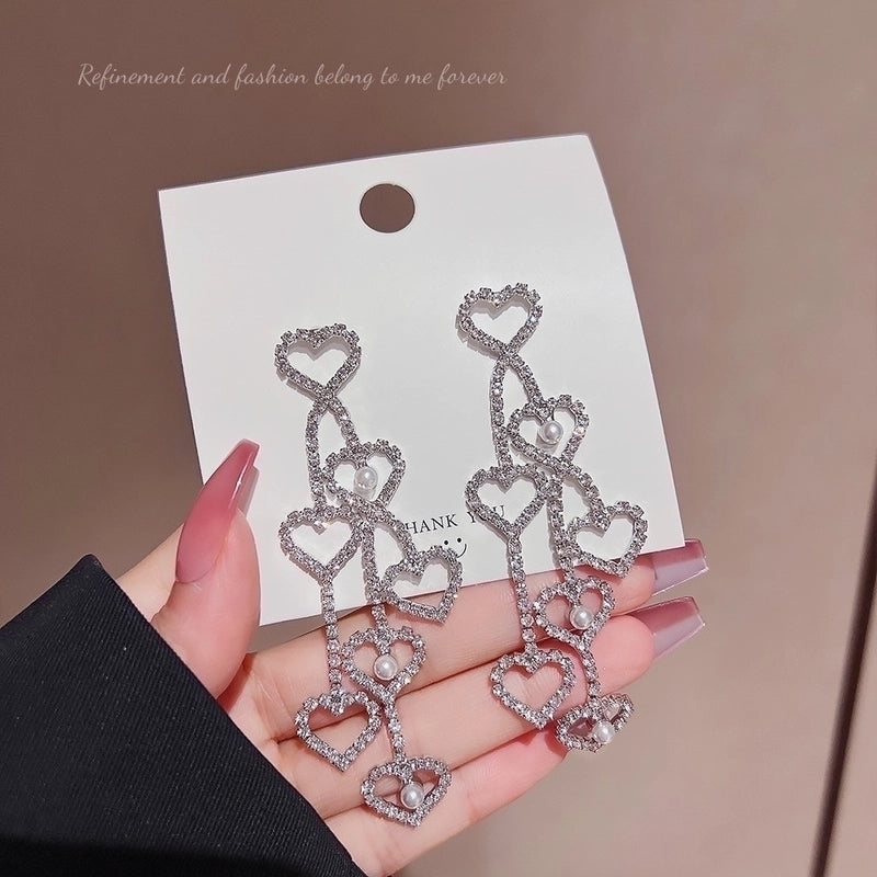 1 Pair Glam Geometric Plating Inlay Alloy Artificial Pearls Rhinestones Drop Earrings