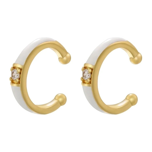 1 Pair Casual Elegant Minimalist C Shape Enamel Plating Inlay Copper Zircon 18k Gold Plated Ear Cuffs