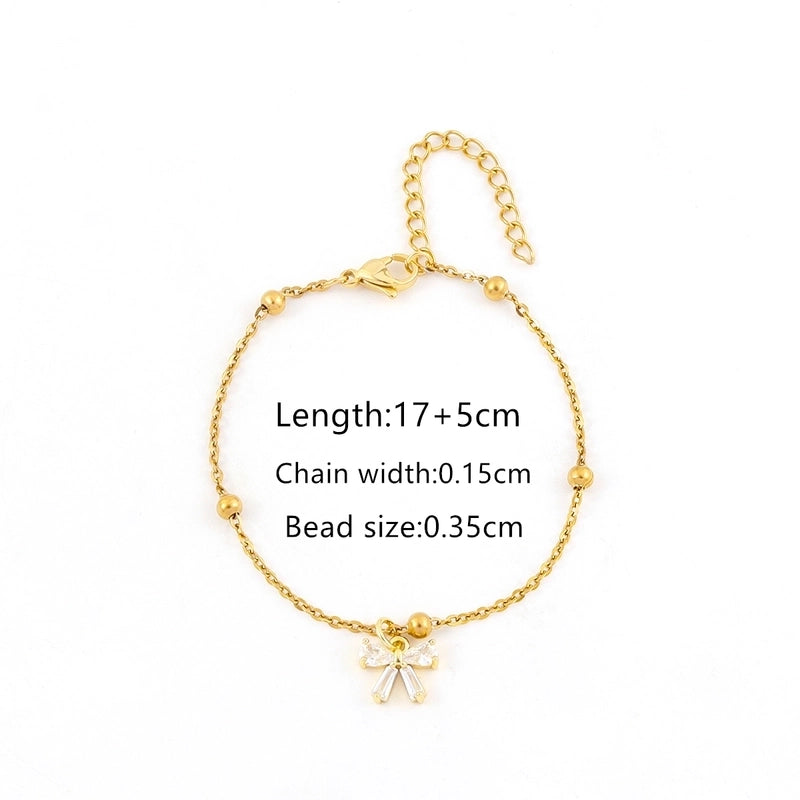 Elegant Minimalist Classic Style Bow Knot 201 Stainless Steel Artificial Crystal Cross Bead Necklace Bracelets In Bulk