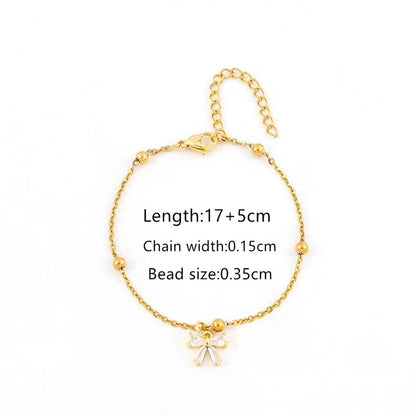Elegant Minimalist Classic Style Bow Knot 201 Stainless Steel Artificial Crystal Cross Bead Necklace Bracelets In Bulk