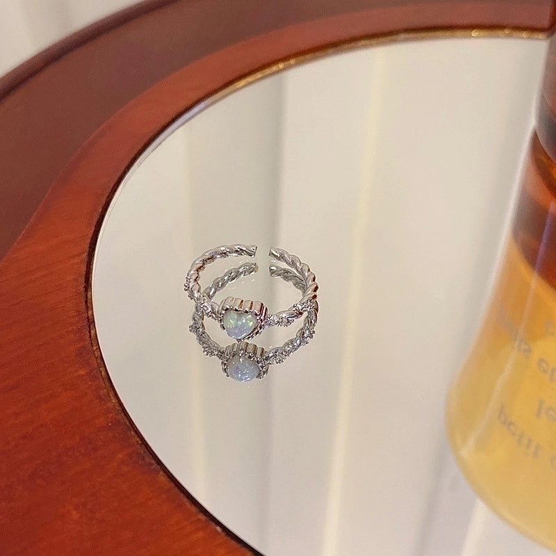 IG Style Geometric Copper Plating Inlay Zircon Rings