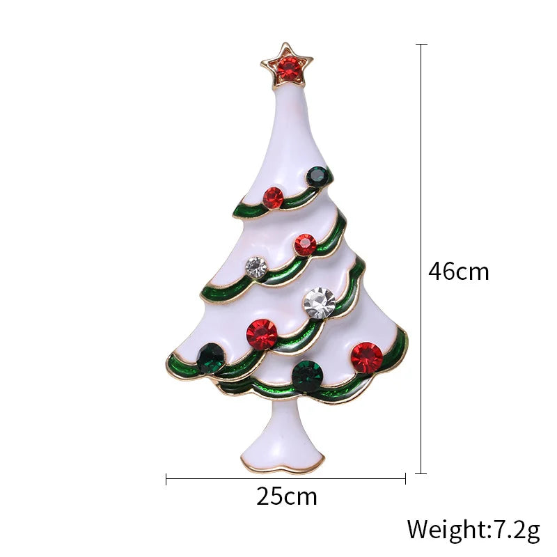 Fashion Pin Christmas Tree Alloy Inlay Rhinestones Women'S Brooches