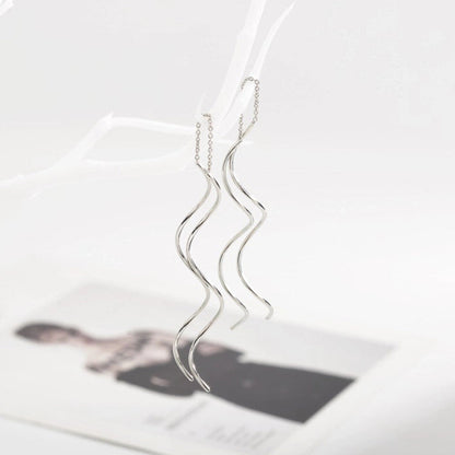 Korean Style S-shaped Long Tassel Earrings Curved Twisted Spiral Earrings