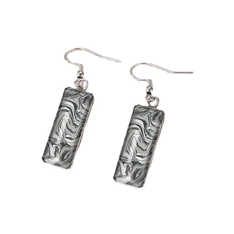 Leopard Earrings Zebra Earrings Dairy Grain Square Earrings Time Gemstone Rectangular Earrings