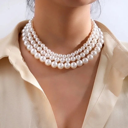 Fashion Round Artificial Pearl Women\'s Necklace 1 Piece