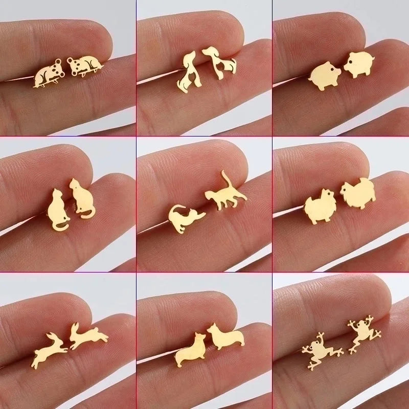 1 Pair Fashion Animal 304 Stainless Steel 18K Gold Plated Ear Studs