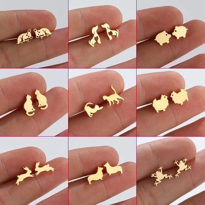 1 Pair Fashion Animal 304 Stainless Steel 18K Gold Plated Ear Studs
