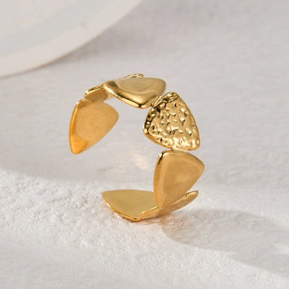 Elegant Glittery 304 Stainless Steel 14K Gold Plated Plating Rings