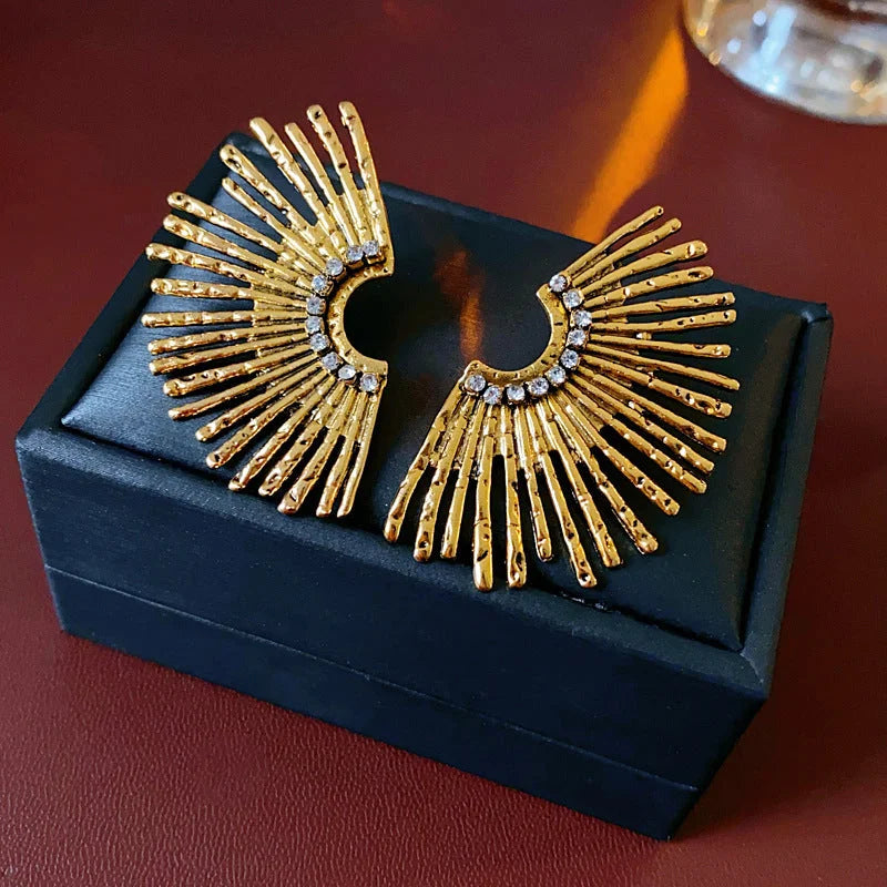 2 Pieces Minimalist Round Ellipse Geometric Copper Electroplating Earrings