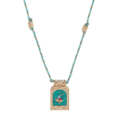 Copper Gold Plated Enamel Eye Flower Pendant Necklace