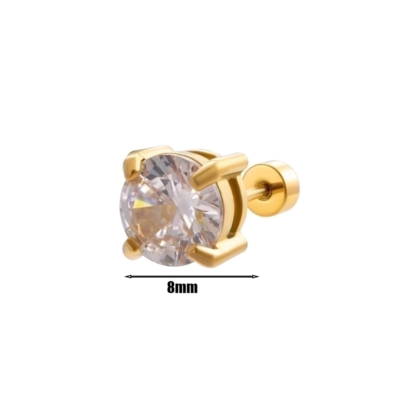 1 Piece Ear Cartilage Rings & Studs Minimalist Round 316L Stainless Steel Plating Inlay Zircon