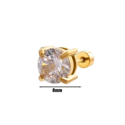 1 Piece Ear Cartilage Rings & Studs Minimalist Round 316L Stainless Steel Plating Inlay Zircon