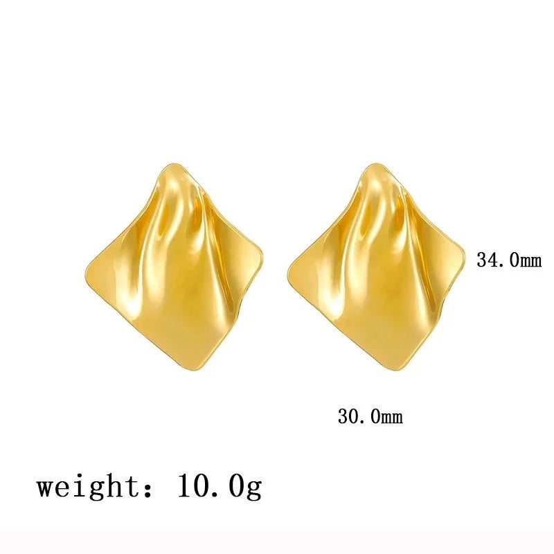 1 Pair Casual Minimalist Geometric Pleated Titanium Steel Ear Studs