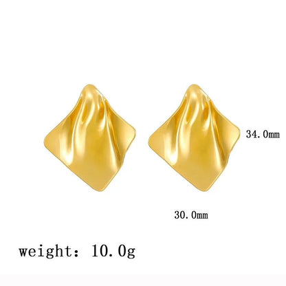1 Pair Casual Minimalist Geometric Pleated Titanium Steel Ear Studs