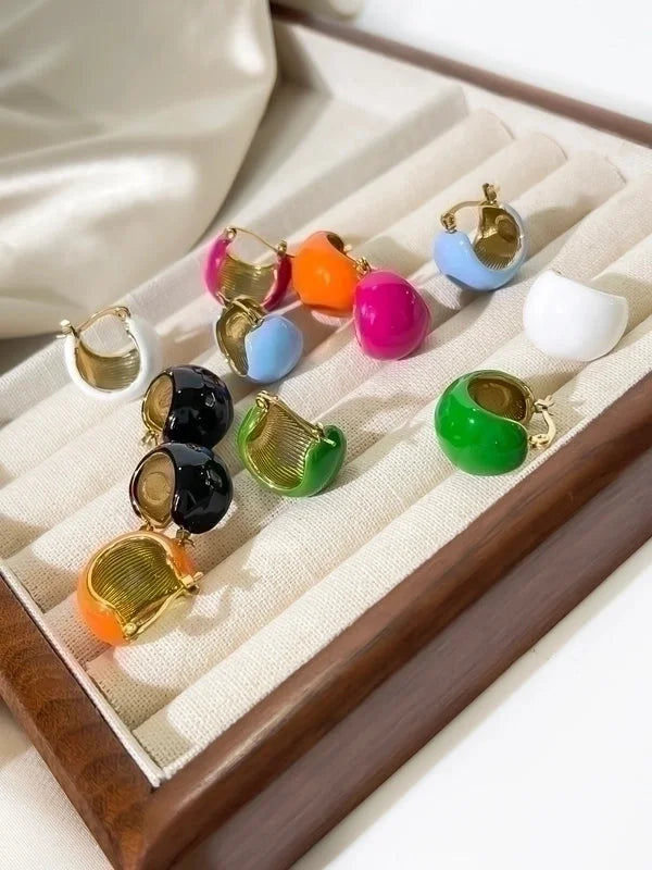 1 Pair Exaggerated Minimalist Solid Color Enamel Stainless Steel 18K Gold Plated Earrings