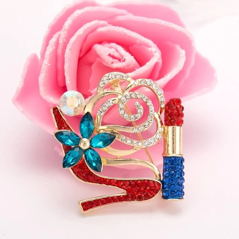 Princess Glam Cute Gem Colorful Shoe Artificial Gemstones Alloy Metal Plating Diamond Artificial Rhinestones Diamond Women'S Girl'S Brooches