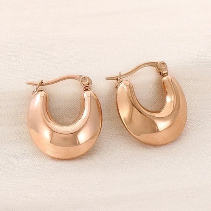 1 Pair Minimalist Geometric Titanium Steel 18K Gold Plated Hoop Earrings