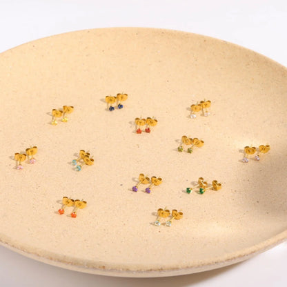 Round Geometric Titanium Steel Stud Earrings