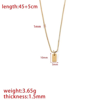 Minimalist Rectangle Titanium Steel Pendant Necklace