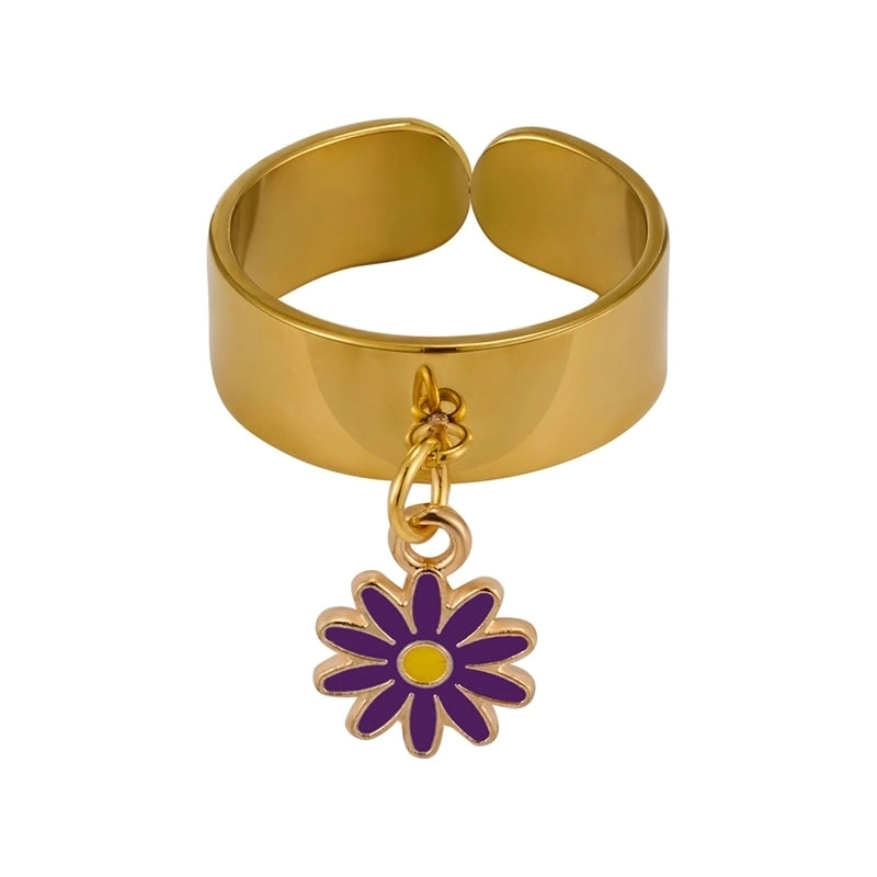 Elegant Retro Solid Color 304 Stainless Steel Enamel Open Rings