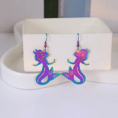 1 Pair Minimalist Classic Style Color Block Patchwork 304 Stainless Steel Drop Earrings