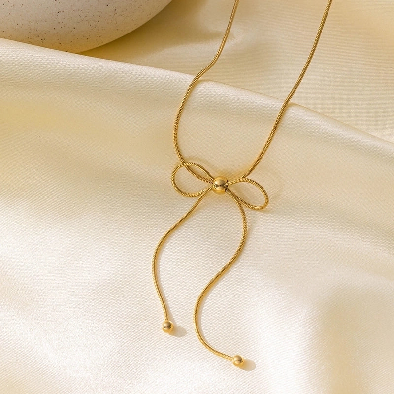 Elegant Sweet Streetwear Bow Knot Titanium Steel Plating Bracelets Earrings Necklace