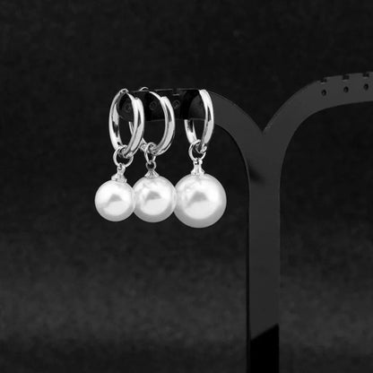 1 Pair Minimalist Pearl Polishing Stainless Steel Drop Earrings