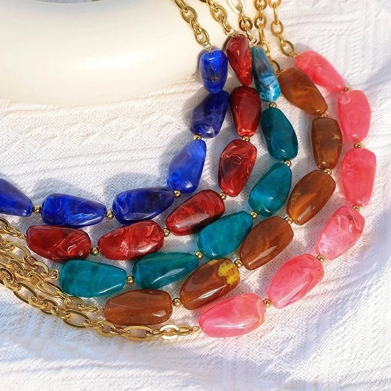 Ethnic Style Irregular Solid Color 304 Stainless Steel 14K Gold Plated Necklace