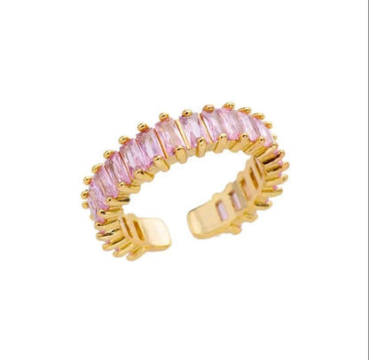 Copper Inlay Solid Color Rhinestones Rings