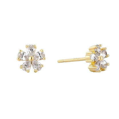 1 Pair Minimalist Flower Plating Inlay Copper Zircon 18k Gold Plated Ear Studs