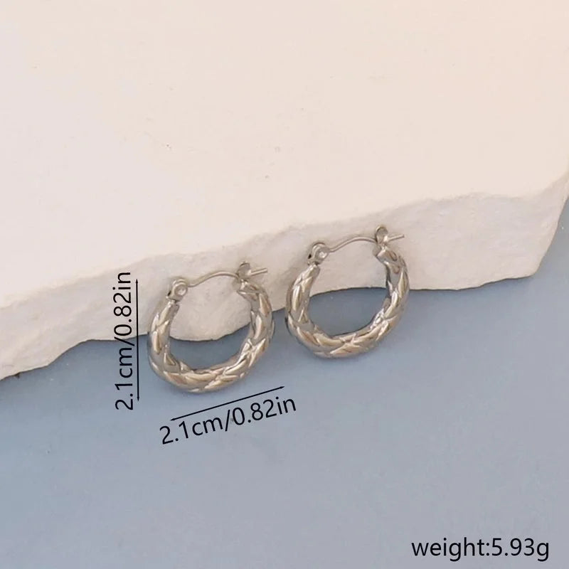 1 Pair Minimalist Round Square Heart Shape 304 Stainless Steel Earrings