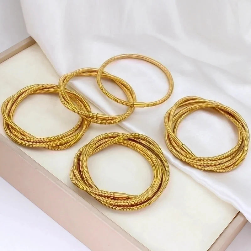 Minimalist Geometric 304 Stainless Steel 18K Gold Plated Bangle In Bulk