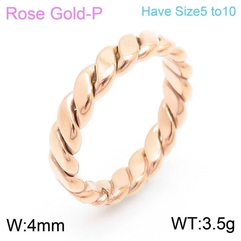Fashion Twist Titanium Steel 18K Gold Plated Polishing Stainless Steel Rings