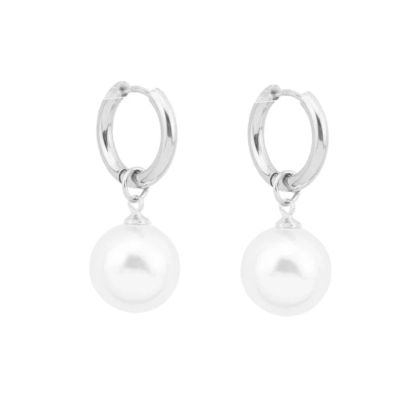 1 Pair Minimalist Pearl Polishing Stainless Steel Drop Earrings