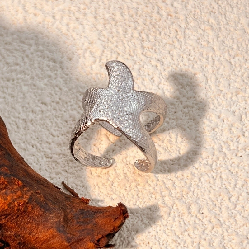 Casual Retro Starfish 304 Stainless Steel 18K Gold Plated Open Rings