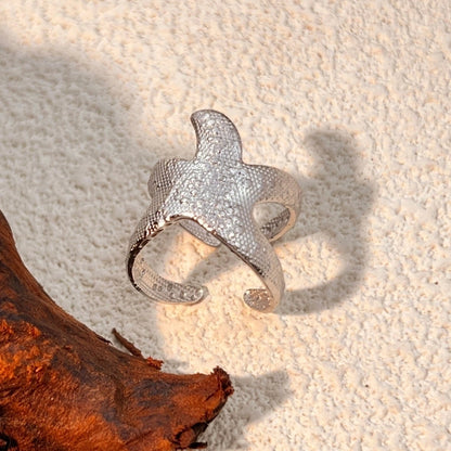 Casual Retro Starfish 304 Stainless Steel 18K Gold Plated Open Rings