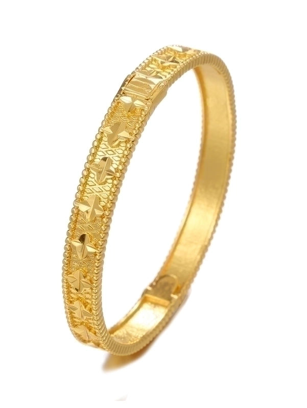 Minimalist Classic Style Solid Color Copper 18k Gold Plated Bangle In Bulk