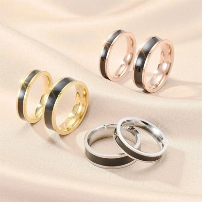 Modern Style Minimalist Circle Titanium Steel 18K Gold Plated Polishing Enamel Plating Rings
